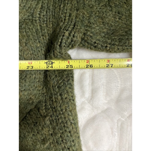 Madewell Olive Green Chunky Knit Cowl Neck Sweater Women's L Logenlook Boho Cozy - Picture 7 of 9